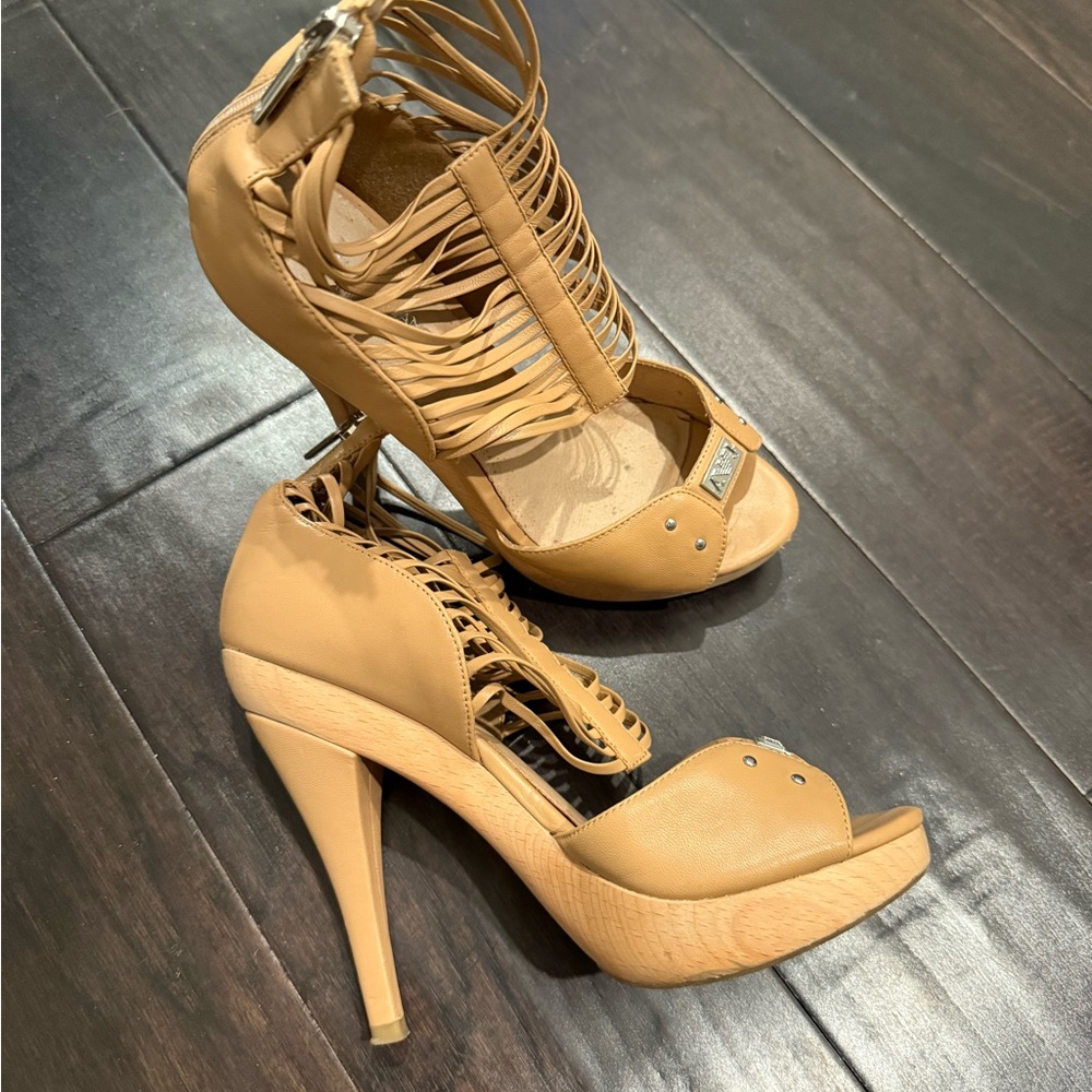 Armani Jeans Tan Strappy Heels